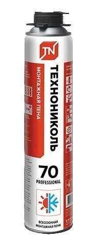 Пена монтажная "ТЕХНОНИКОЛЬ PROFESSIONAL 70", зимняя от -18 гр. до +35 гр., 885 гр.