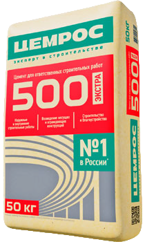 ЦЕМЕНТ "ЦЕМРОС ЭКСТРА", класс I / М500, прочность - 42,5Н МПа (нормальнотвердеющий), 50 кг. 