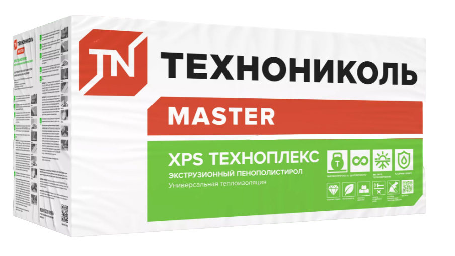 Экструзионный пенополистирол XPS TECHNOPLEX, пл. 26-35 кг/м3, 1180x580x50 мм. (L-кр) - 8 шт., 5,475 