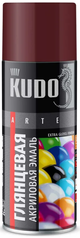 Эмаль аэрозольная "KUDO", RAL 3005 (винно-красный / глянцевый), 520 мл.
