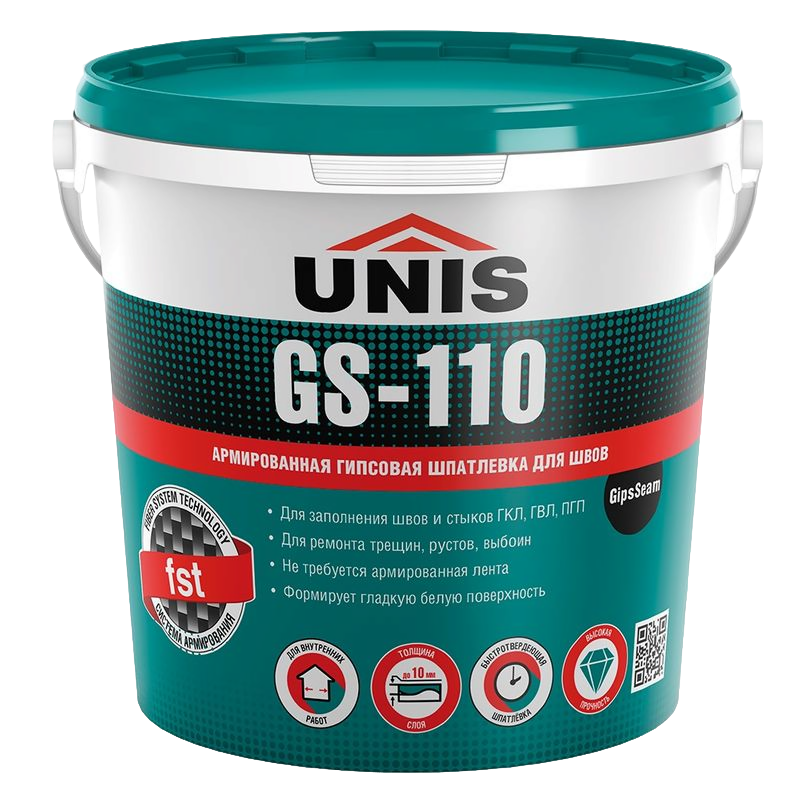 Шпатлёвка гипсовая для швов ГКЛ "UNIS GS-110 GIPSSEAM", 5 кг.