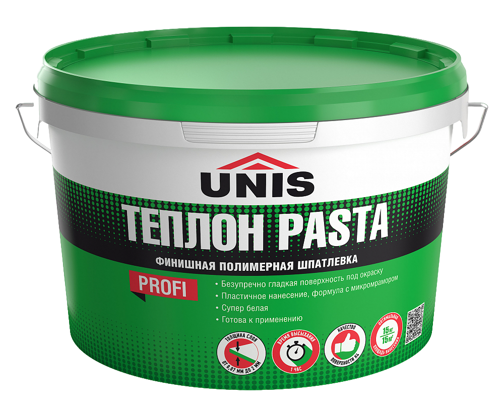Шпатлёвка полимерная (готовая) "UNIS ТЕПЛОН PASTA", 15 кг.