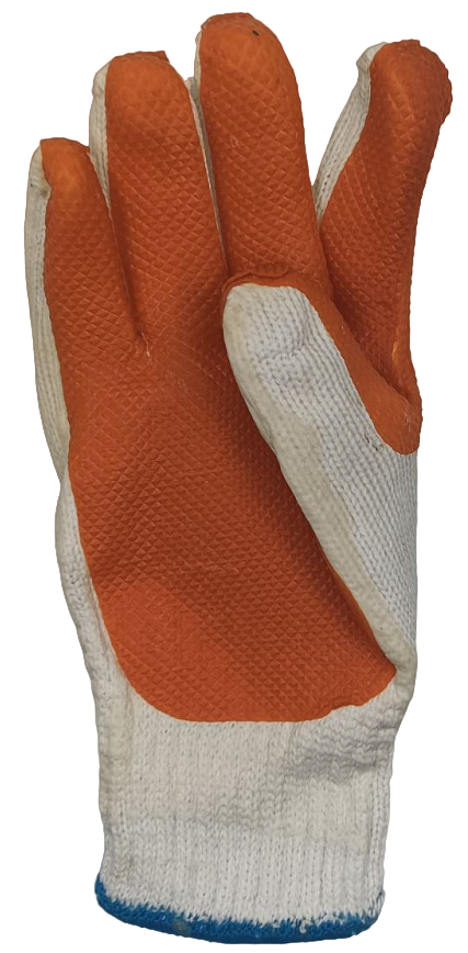 Перчатки хлопчатобумажные с латексным обливом "КИРПИЧ", цвет оранжевый