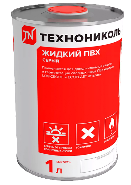 Жидкий ПВХ с флаконом - апликатором "ТЕХНОНИКОЛЬ", цвет светло - серый, 1 л. 