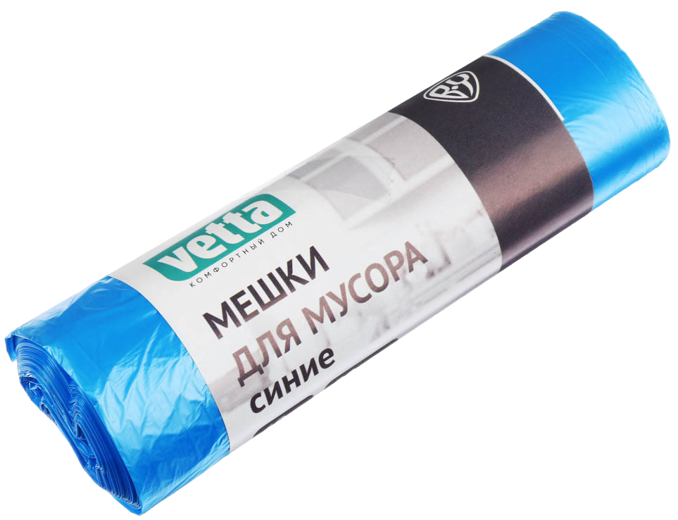 VETTA Мешки для мусора 60 л., 20 шт.,стандарт, синие, рулон