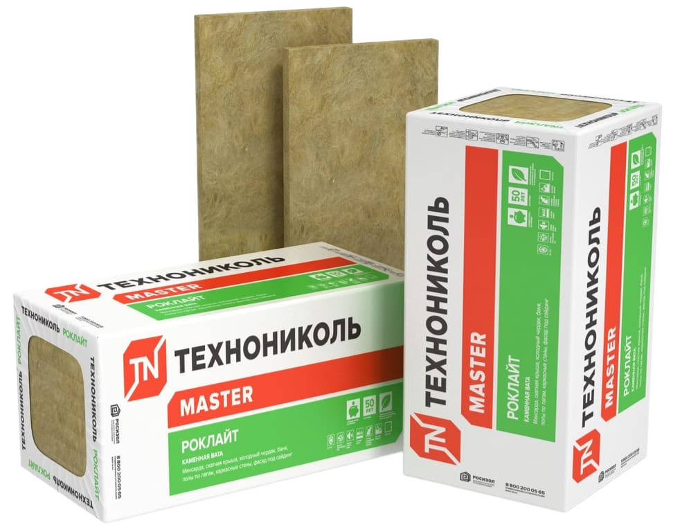 Плиты минераловатные "РОКЛАЙТ", пл. 30 - 40 кг/м3 (35), 1200 мм. х 600 мм. х 100 мм. - 4 плиты, 2,88
