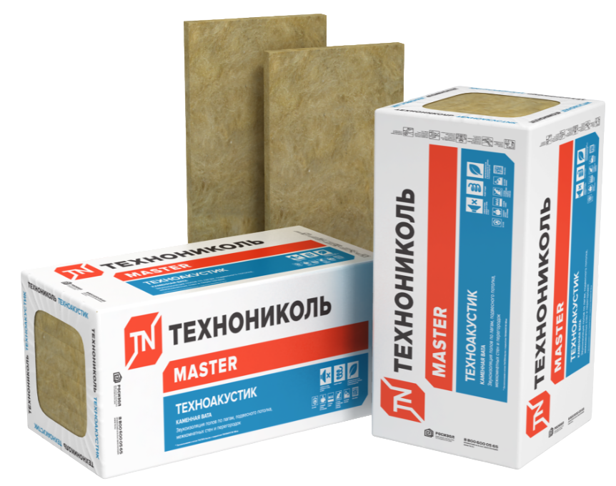 Плиты минераловатные "ТЕХНОАКУСТИК", пл. 42 кг/м3, 1200 мм. х 600 мм. х 50 мм. - 8 плит в упаковке, 