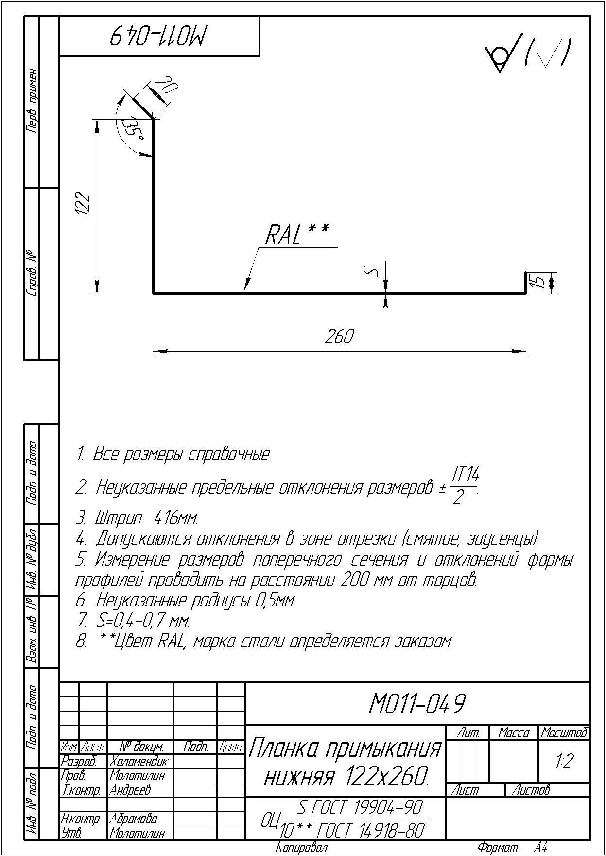 Планка примыкания нижняя