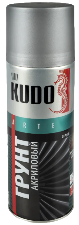 Грунт аэрозоль акриловый "KUDO", цвет серый / глянцевый, 520 мл.