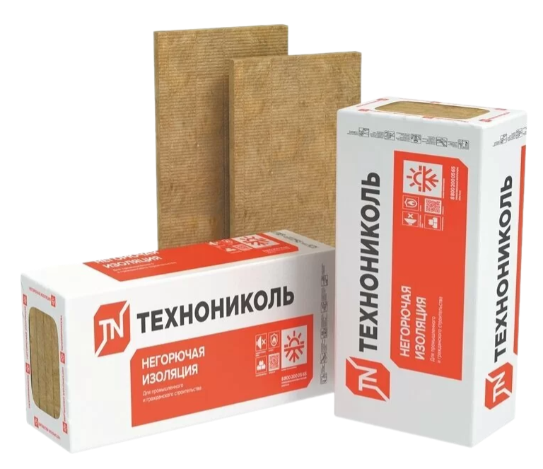 Плиты минераловатные "ТЕХНОФАС СТАНДАРТ ЛАЙТ", пл. 95 - 115 кг/м3 (105), 1200 мм. х 600 мм. х 50 мм.